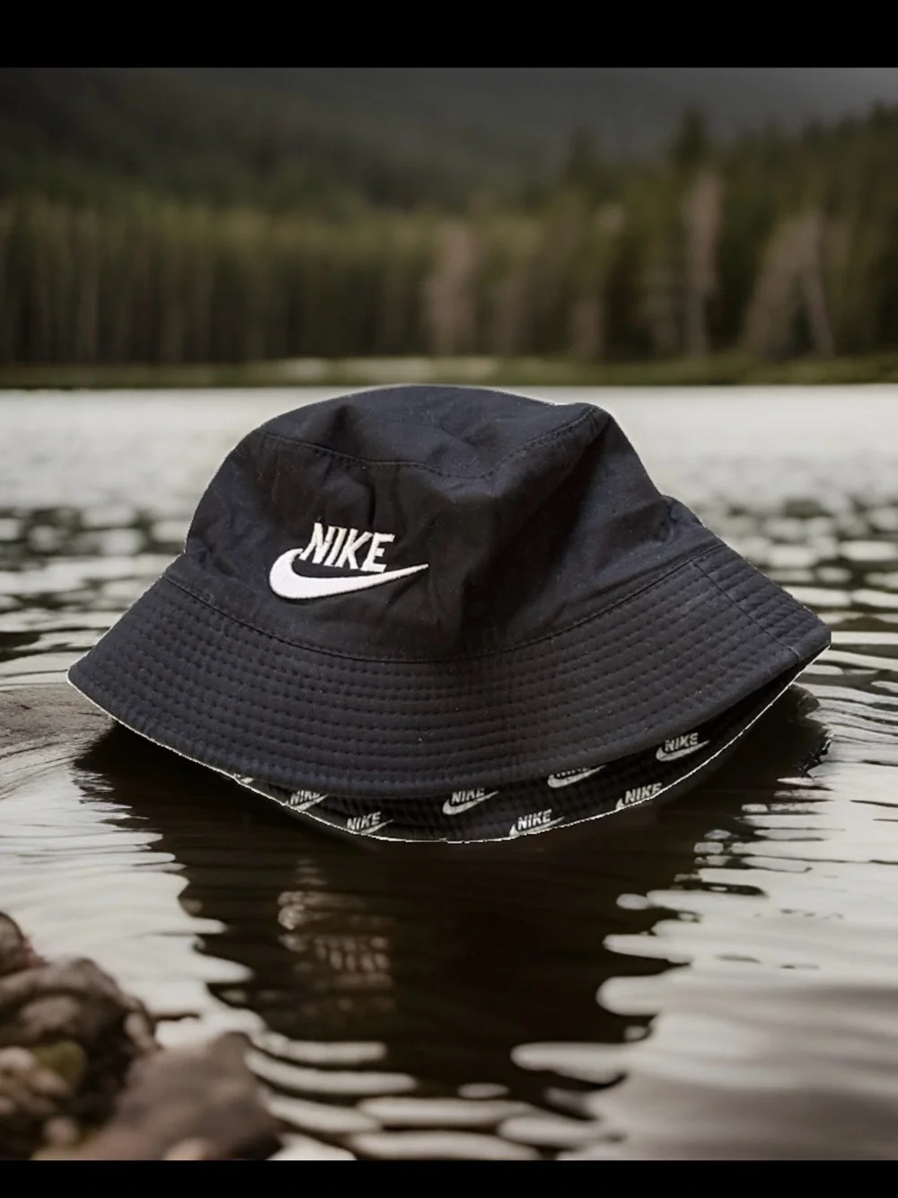 Nike Black Bucket Hat with White Swoosh
